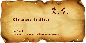 Kincses Indira névjegykártya